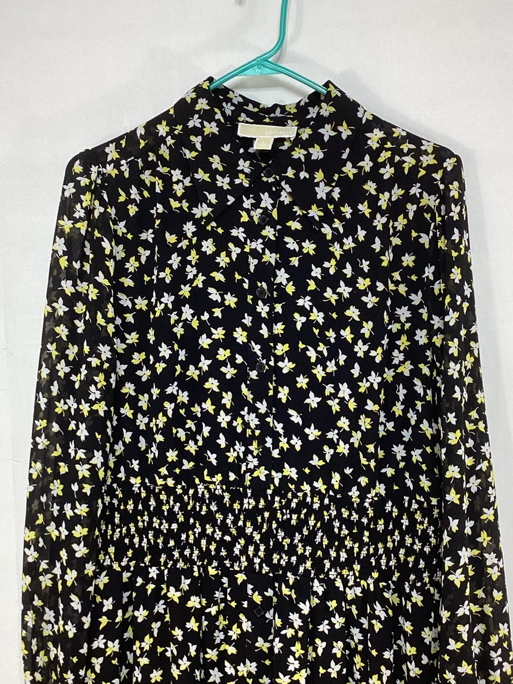 MICHAEL Michael Kors Large Black Dress with Yellow and White Floral Print - Picture 2 of 11